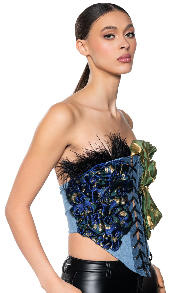 IMAGINE DRAMATIC DENIM CORSET TOP