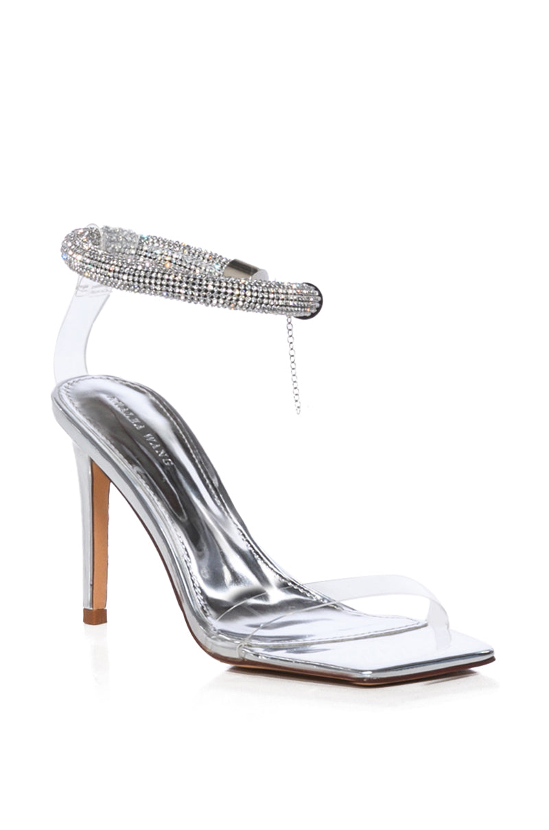 AZALEA WANG PAPI EMBELLISHED PVC SANDAL IN SILVER