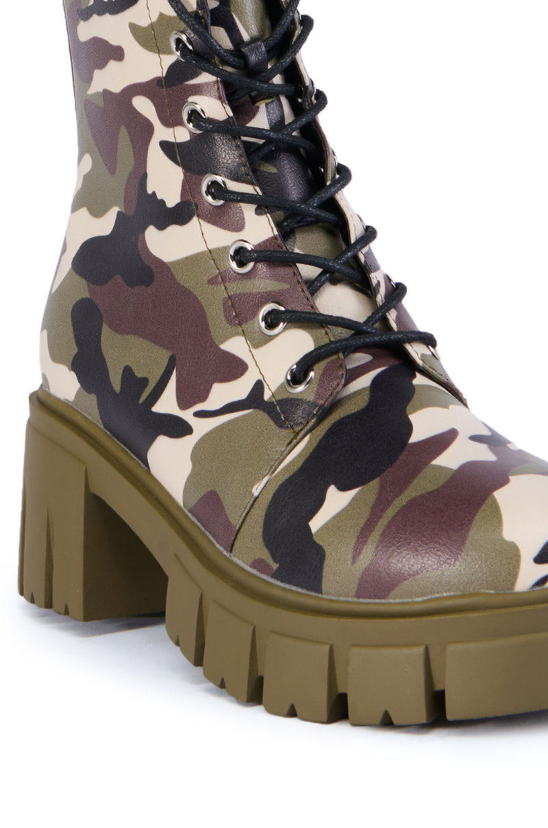 AZALEA WANG SAYONA CAMO COMBAT BOOTIE