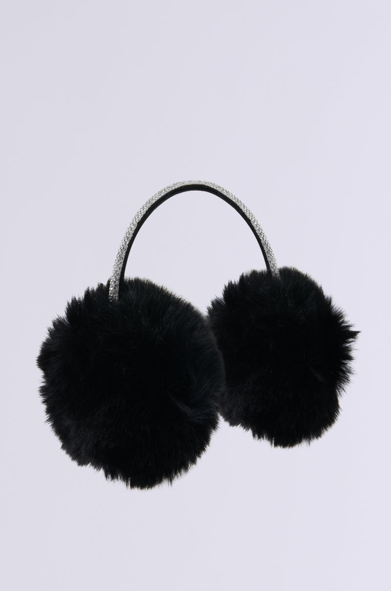 EXTRA RHINESTONE EAR MUFFS IN BLACK