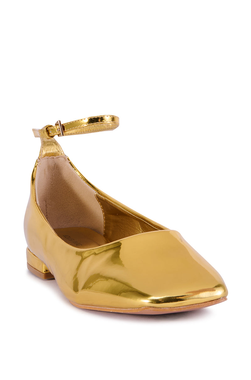 AZALEA WANG CASTIEL GOLD METALLIC BALLET FLAT