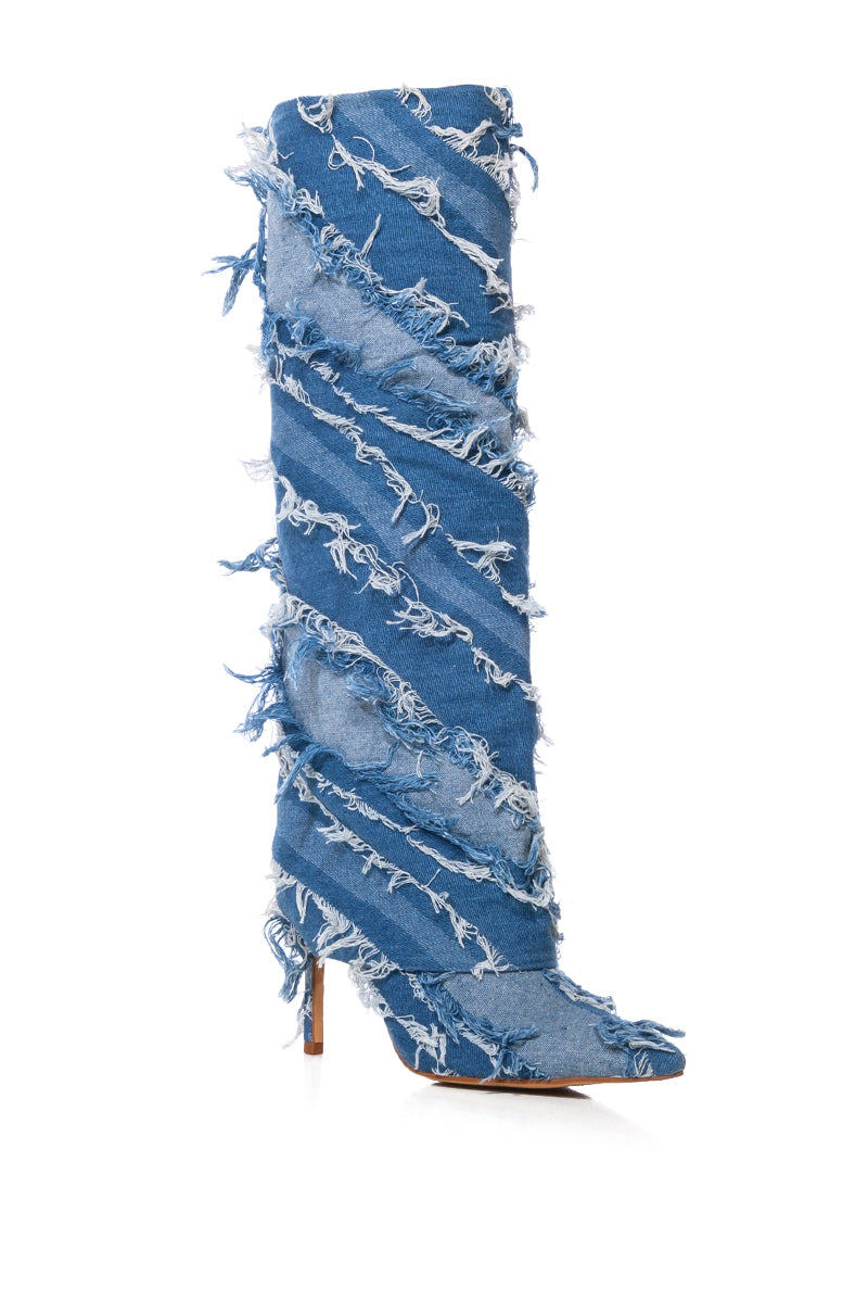 AZALEA WANG FISHER FOLD OVER BOOT IN DENIM