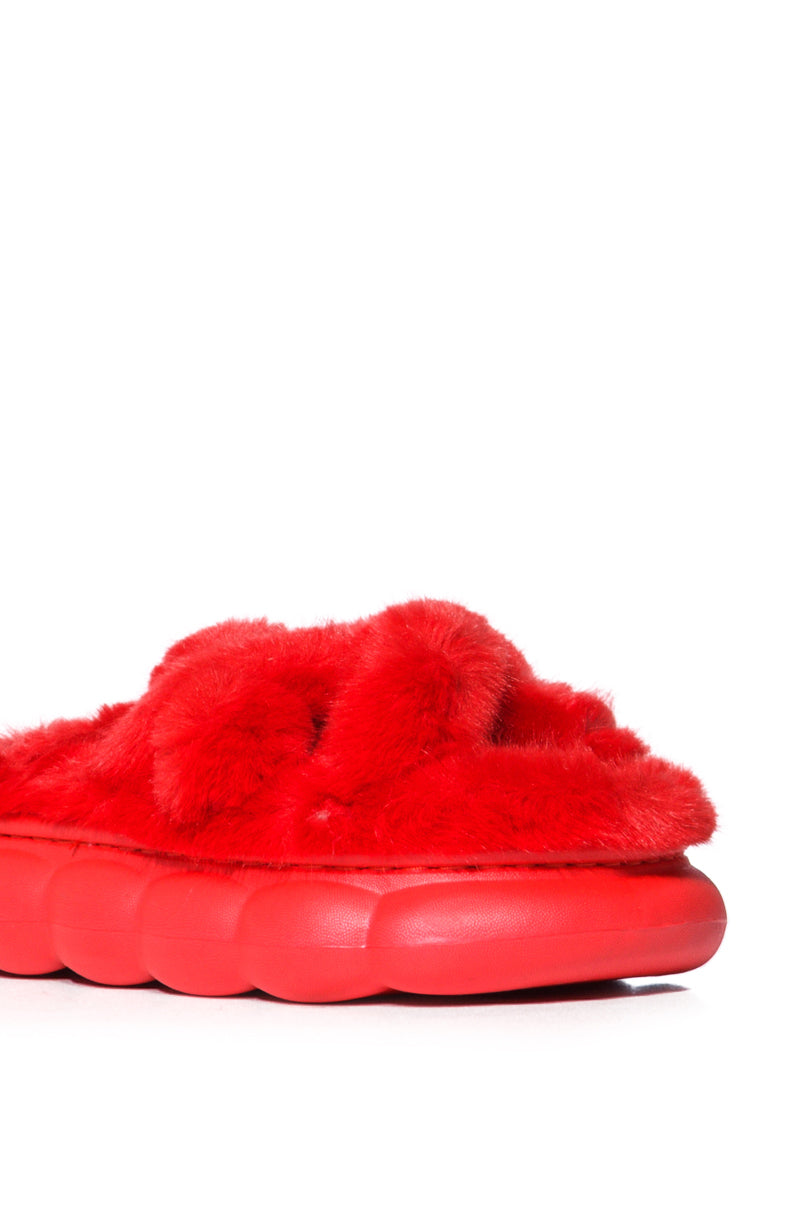 AZALEA WANG LEELAH RED FUZZY SANDAL