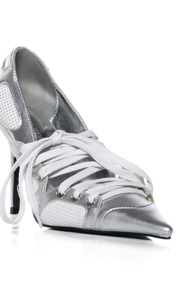 AZALEA WANG FIRST STRING SPORTY PUMP IN SILVER