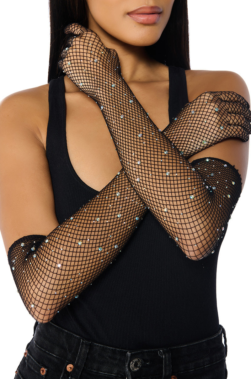 BLING YA LIFE FISHNET GLOVES