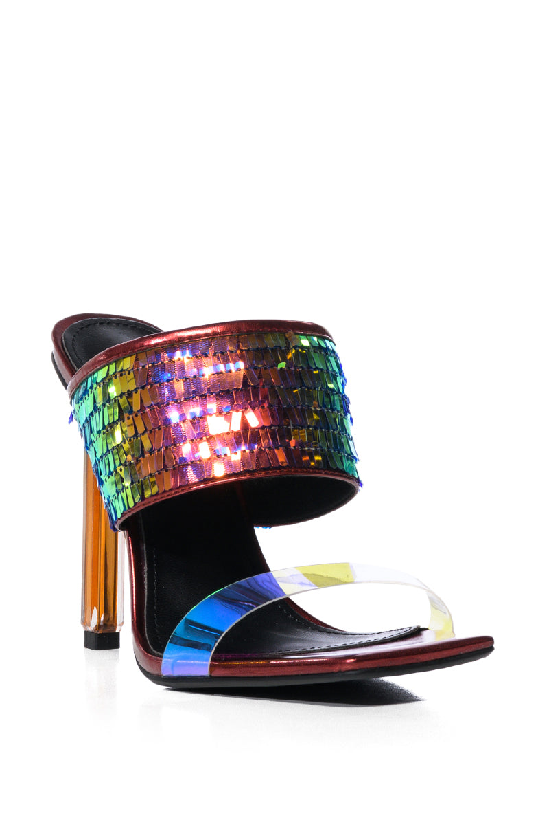 AZALEA WANG PHENSON SLIP ON MULE SEQUIN SANDAL