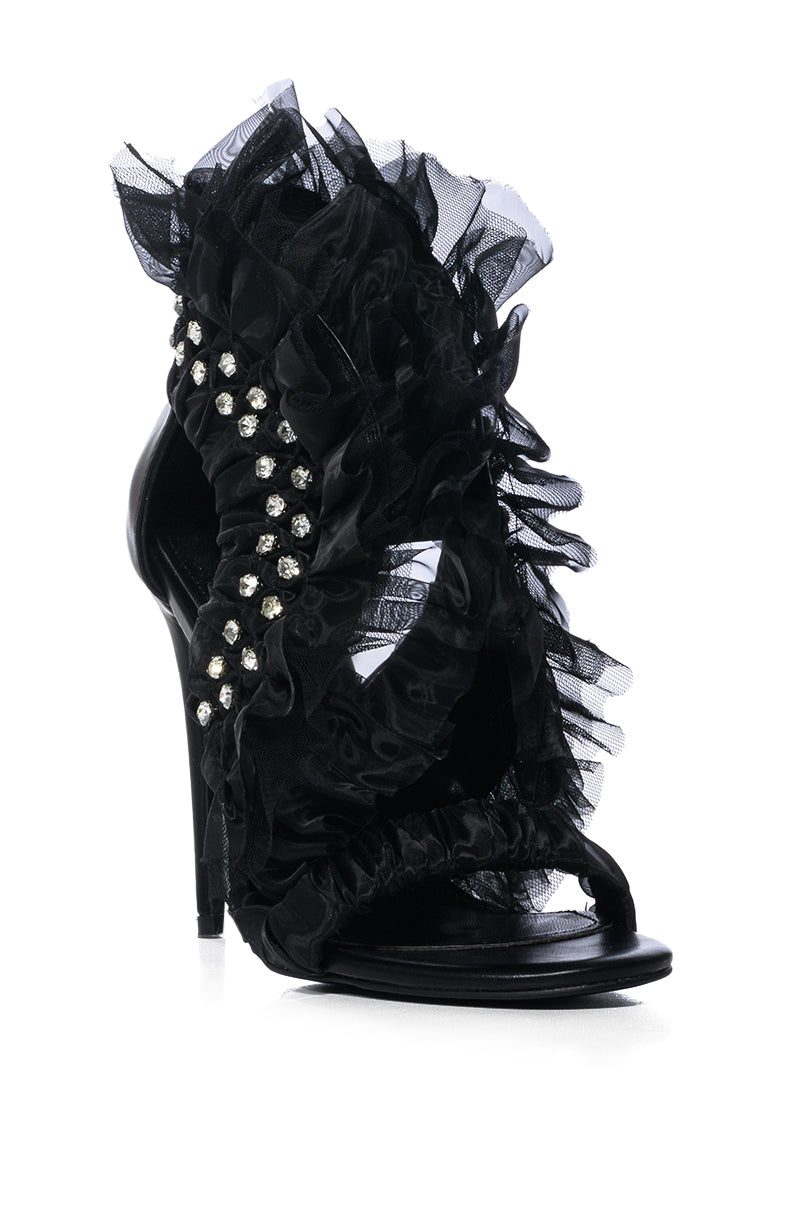 AZALEA WANG TIFFANY BLACK TULLE TUTU SANDAL