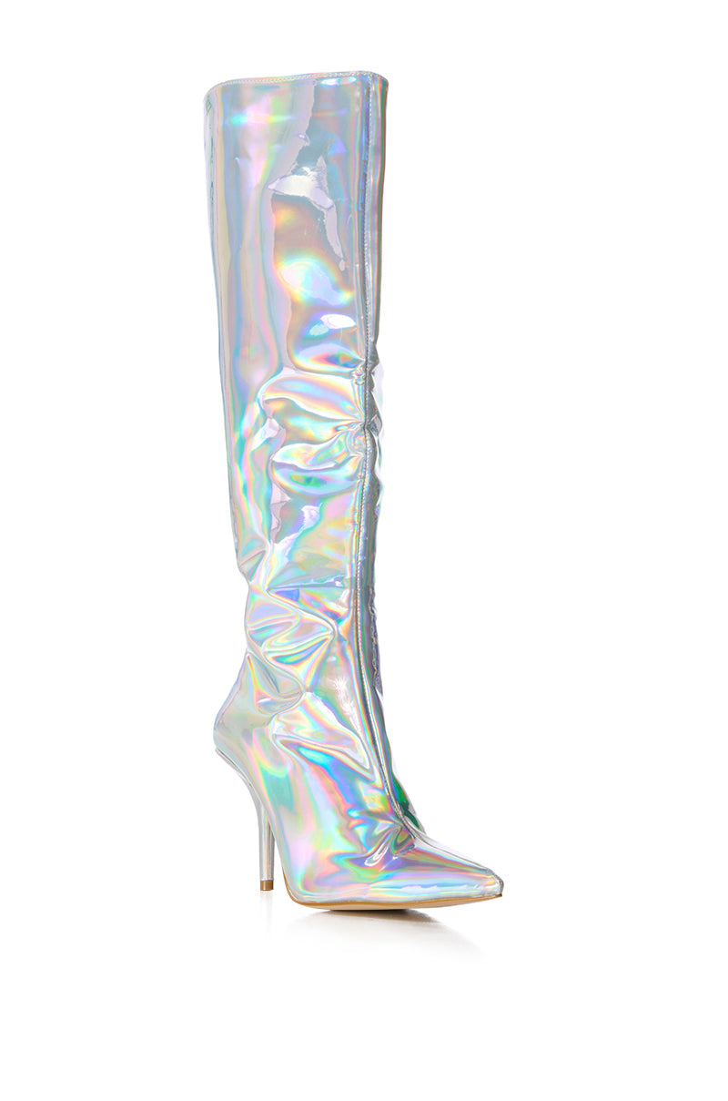 AZALEA WANG COLLETE HOLOGRAPHIC BOOT