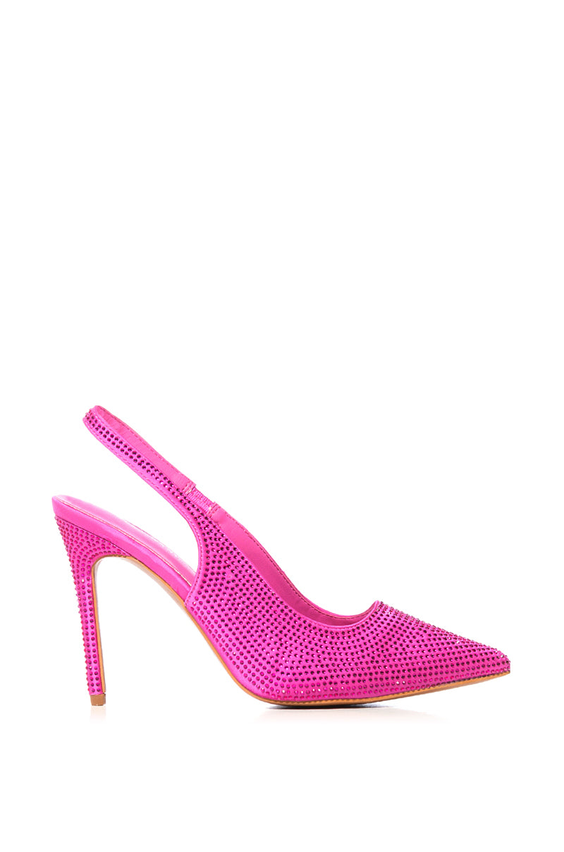 AZALEA WANGRAZIQA PINK RHINESTONE SLING BACK PUMP