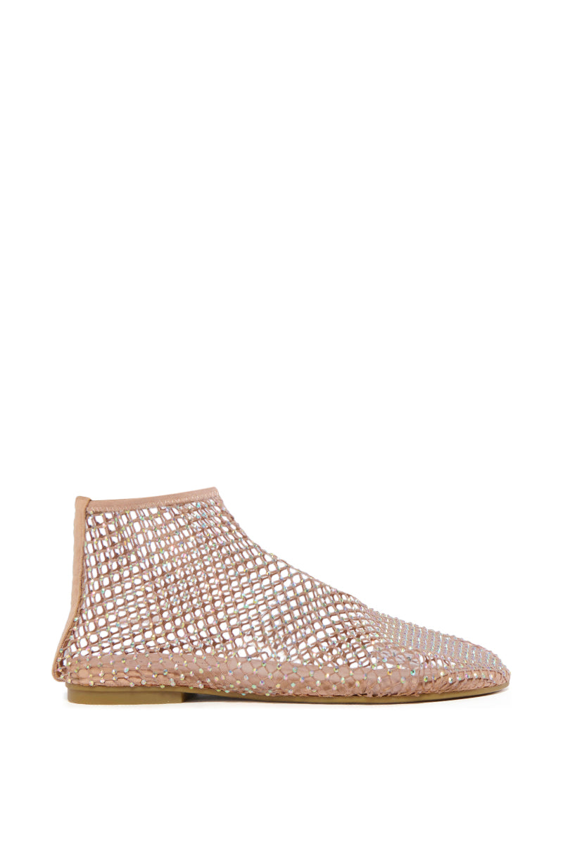 AZALEA WANG HELOISE MESH RHINESTONE FLAT IN NUDE