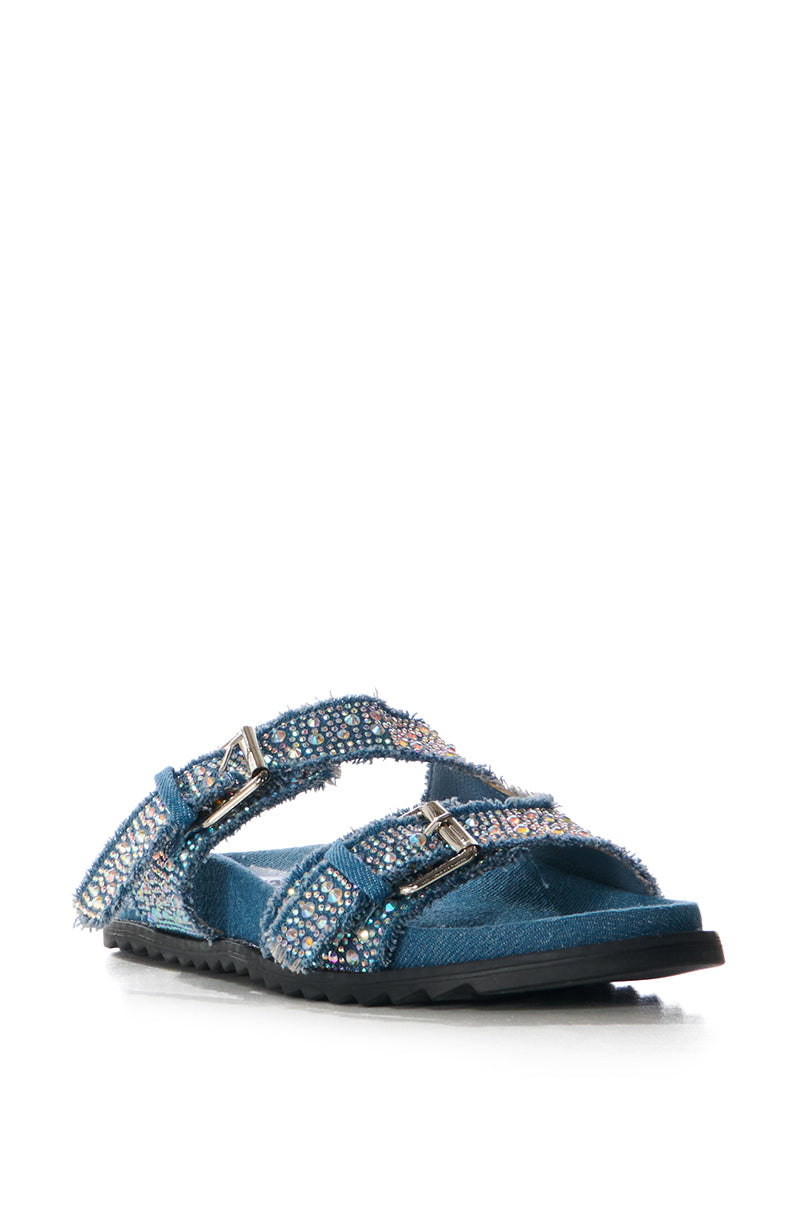 AZALEA WANG AVENTURA DENIM EMBELLISHED SANDAL