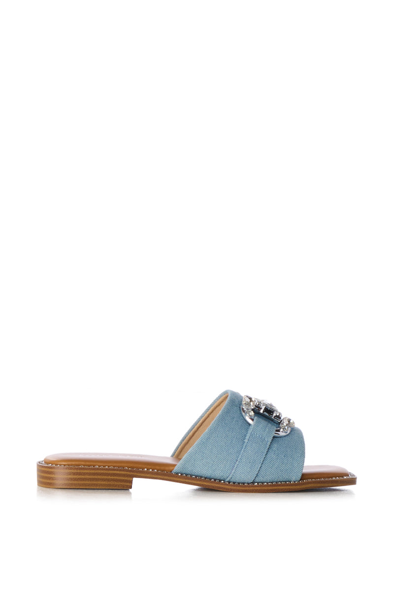 AZALEA WANG MIRIA DENIM AND DIAMOND SLIP ON SANDAL