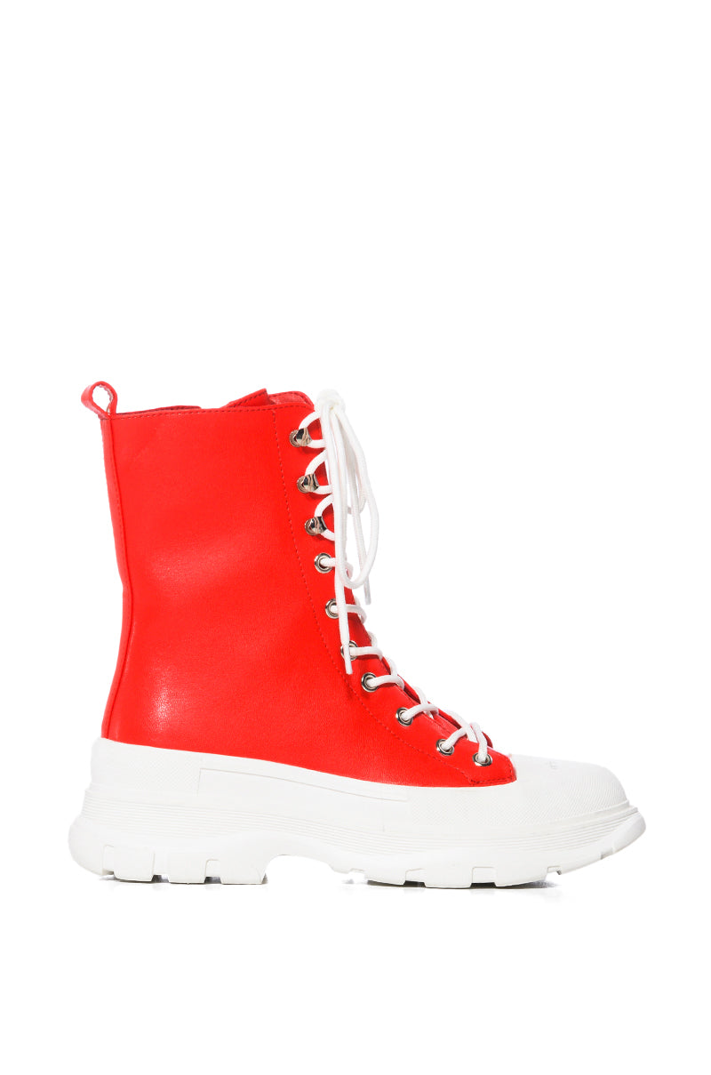 AZALEA WANG SOUTH RED HIGH TOP SNEAKER