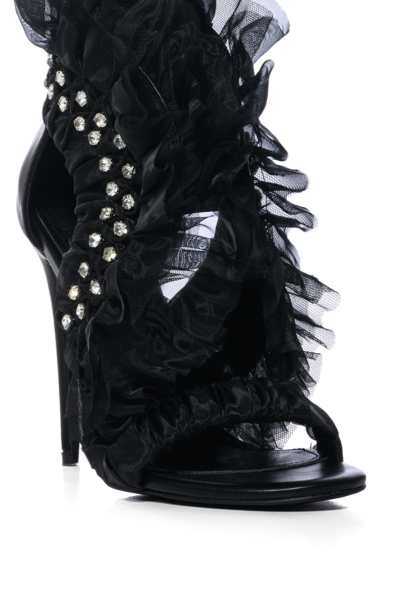 AZALEA WANG TIFFANY BLACK TULLE TUTU SANDAL