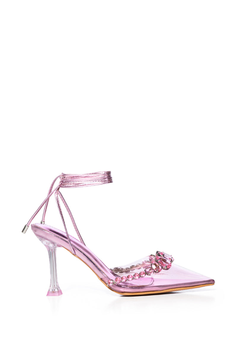 GENTLE WHISPER EMBELLISHED PVC PUMP IN PINK