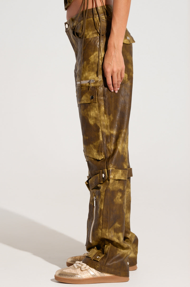 OUT LIKE A BANDIT FAUX LEATHER CARGO PANT