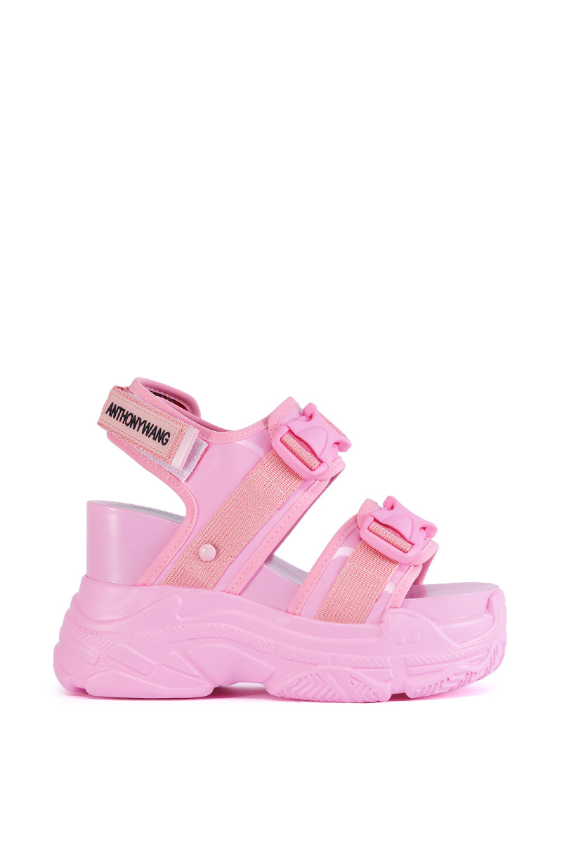 PEACH HIGH FLATFORM SNEAKER SANDAL IN PINK