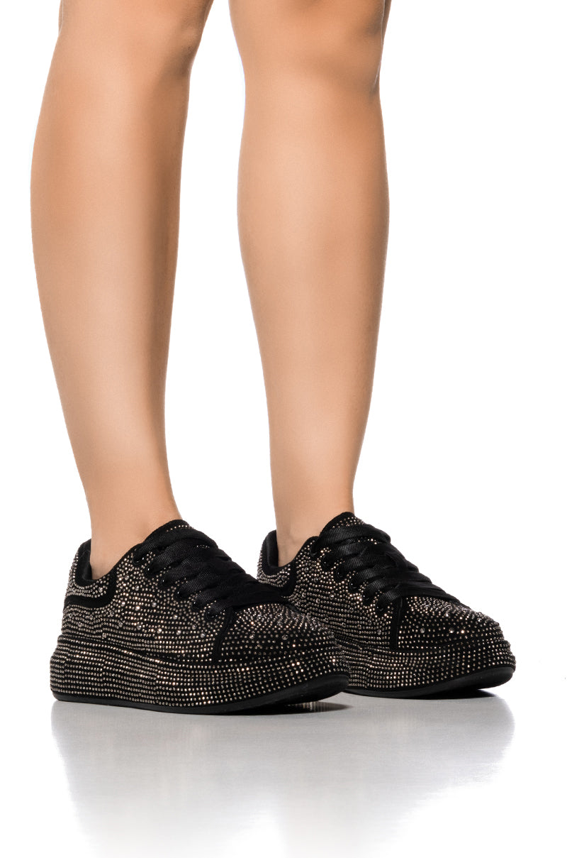 KINGDOM BLACK EMBELLISHED SNEAKER IN BLACK