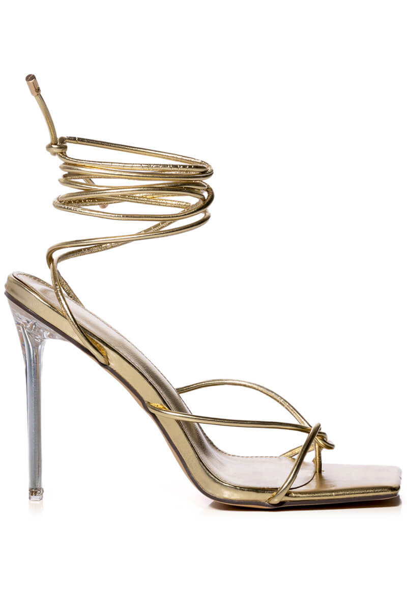 AZALEA WANG HYPER STILETTO SANDAL IN GOLD