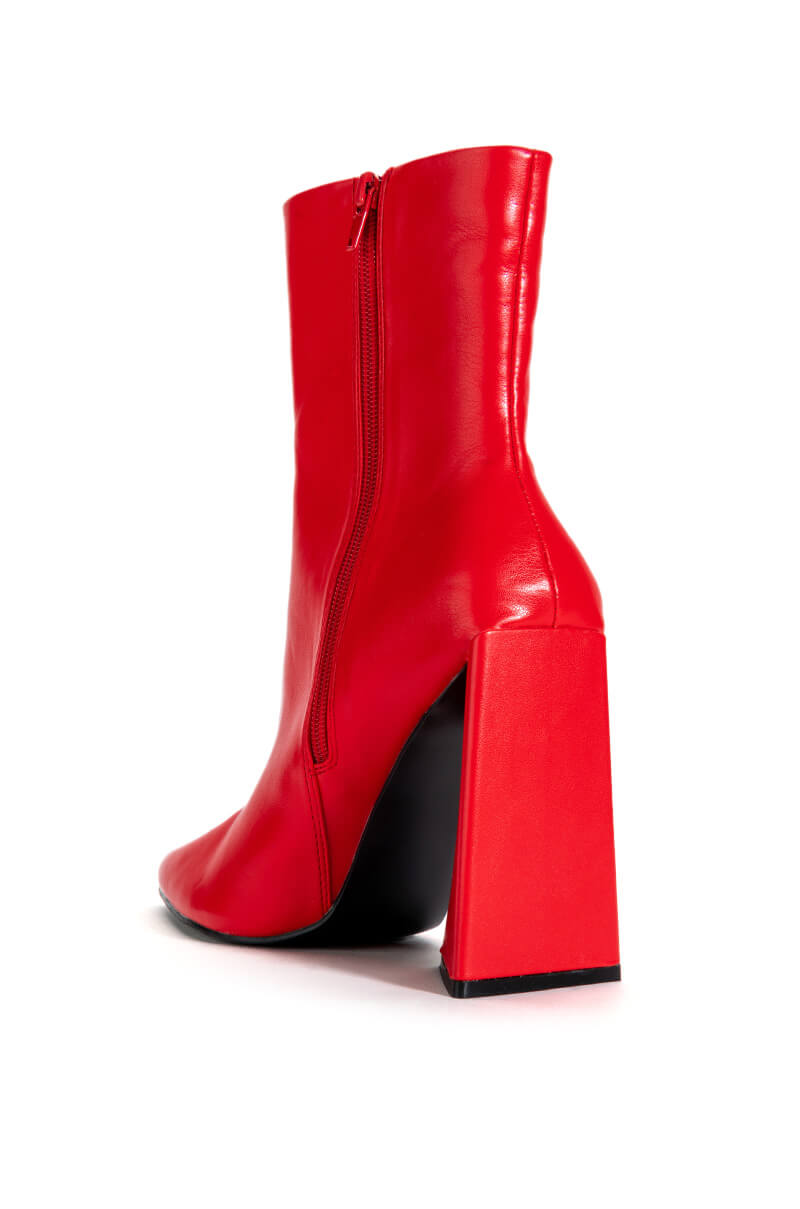 AZALEA WANG ATICA CHUNKY PU BOOTIE IN RED