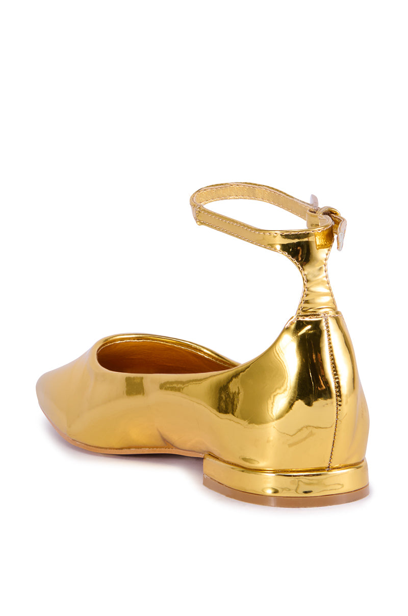 AZALEA WANG CASTIEL GOLD METALLIC BALLET FLAT