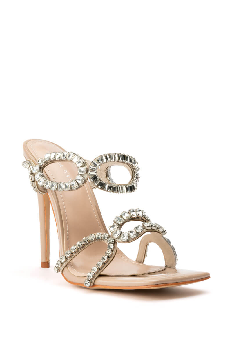 AZALEA WANG FRANCESCA RHINESTONE STRAP STILETTO SANDAL