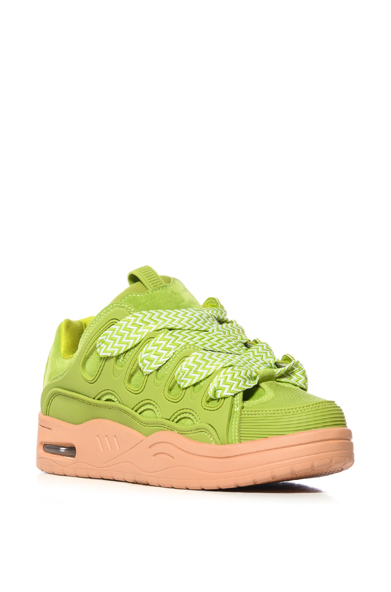 AZALEA WANG KORR GREEN LACEUP SNEAKER