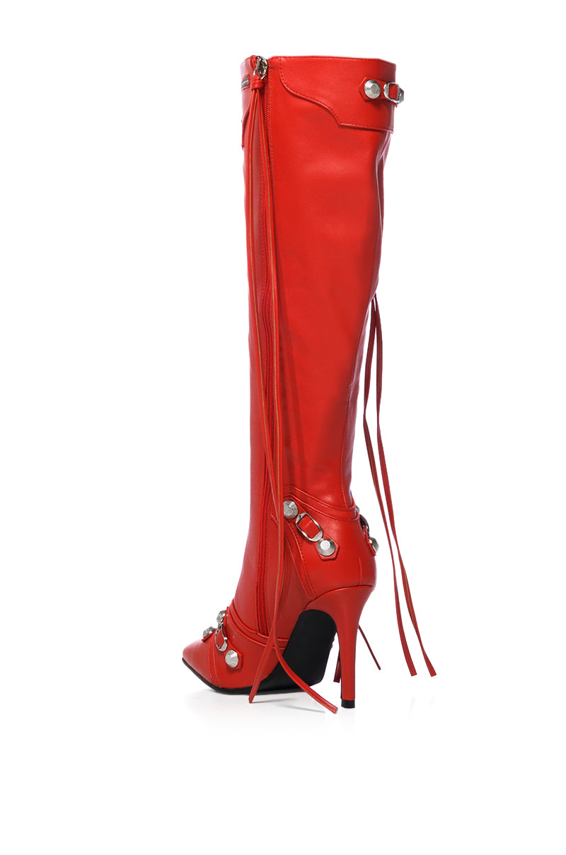 AZALEA WANG MAEVE STILETTO BOOT IN RED