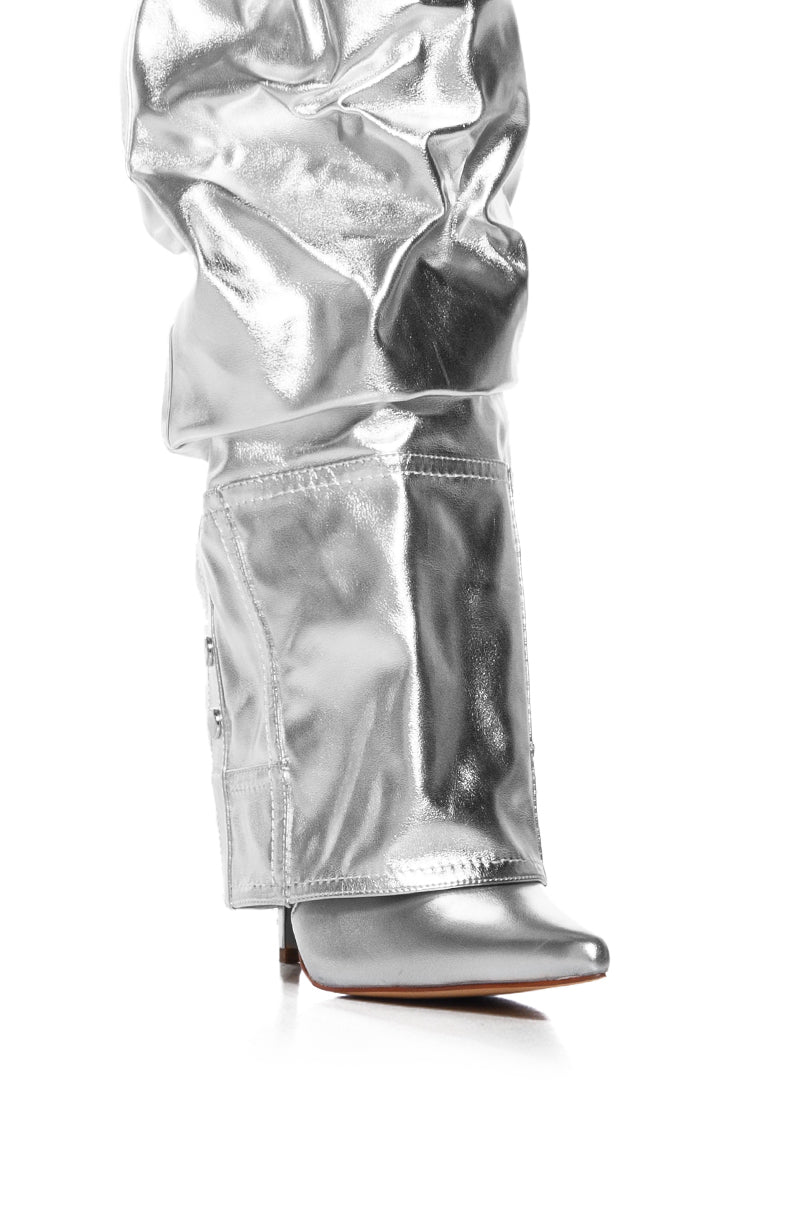 AZALEA WANG SUTTER SILVER METALLIC PANT LOOK BOOT