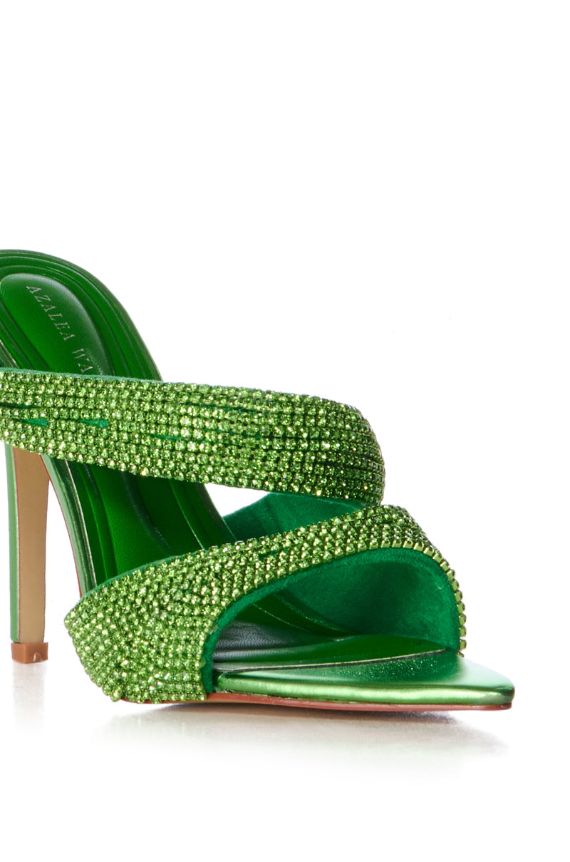 AZALEA WANG SEGIO GREEN EMBELLISHED SANDAL