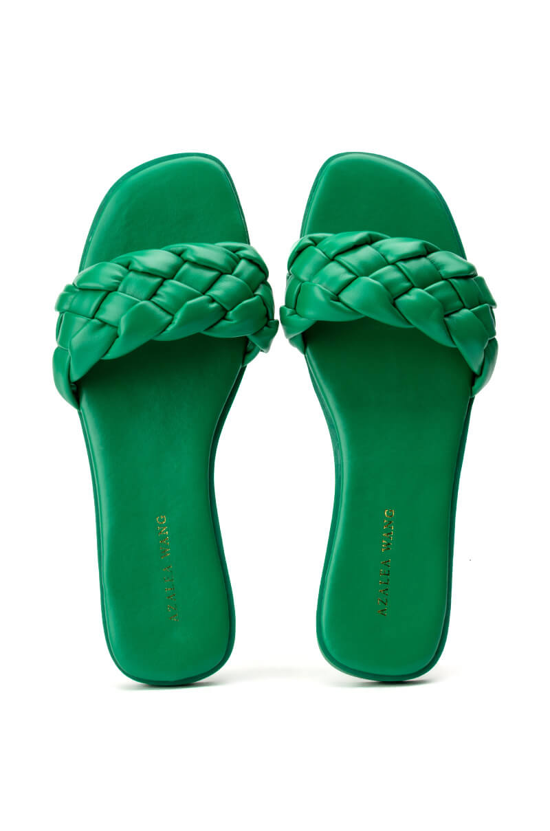 AZALEA WANG BODEGA BRAIDED FLAT SANDAL IN GREEN