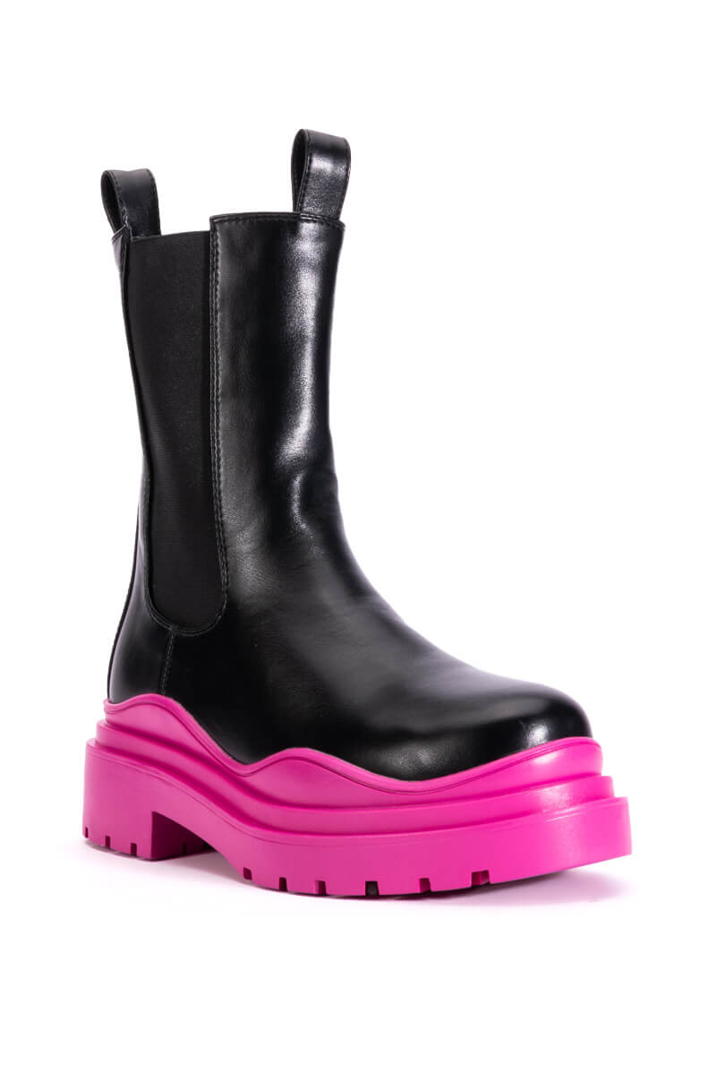 AZALEA WANG GHOSTED FLATFORM CHELSEA BOOT IN FUCHSIA