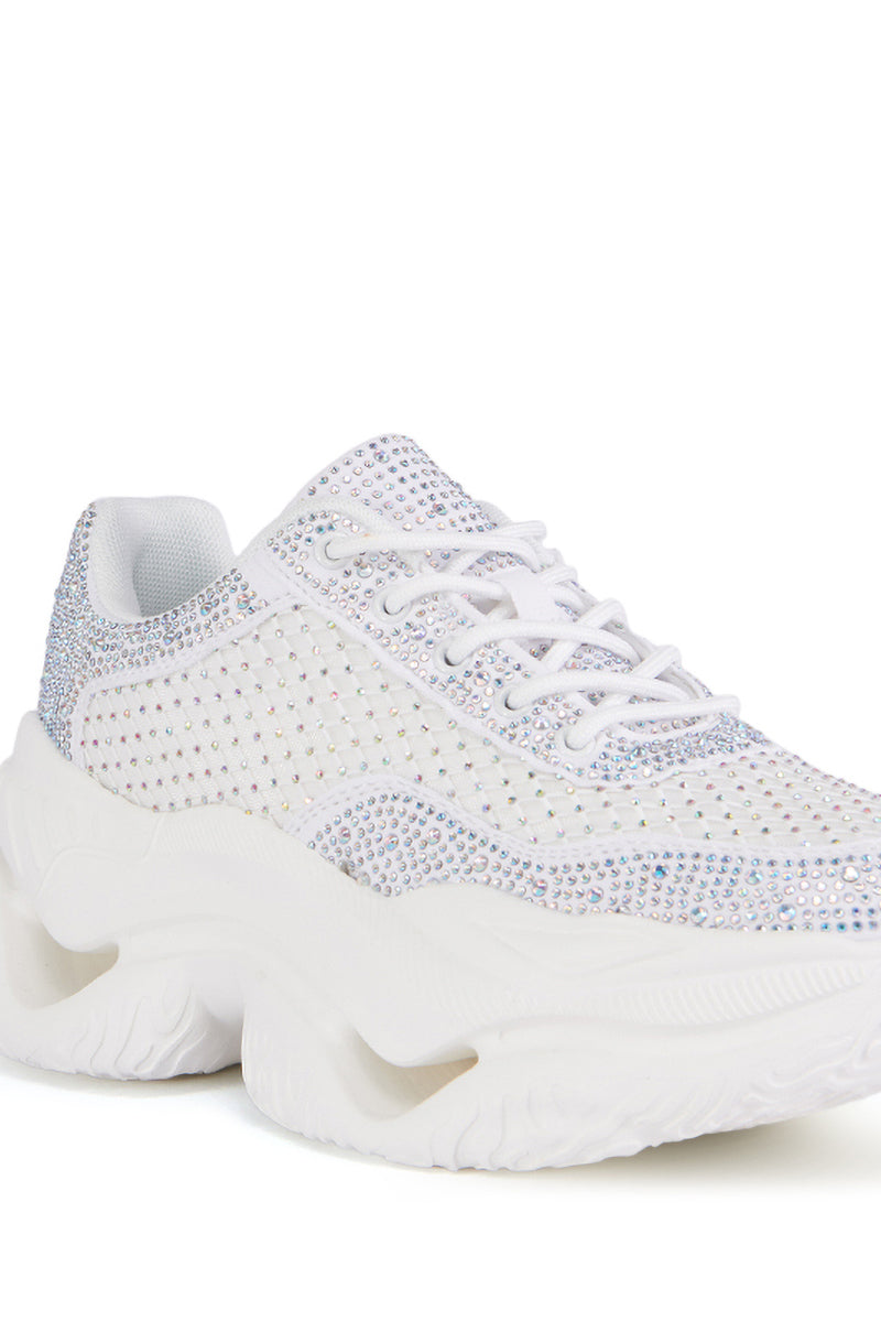 AZALEA WANG PETEY WHITE EMBELLISHED SNEAKER