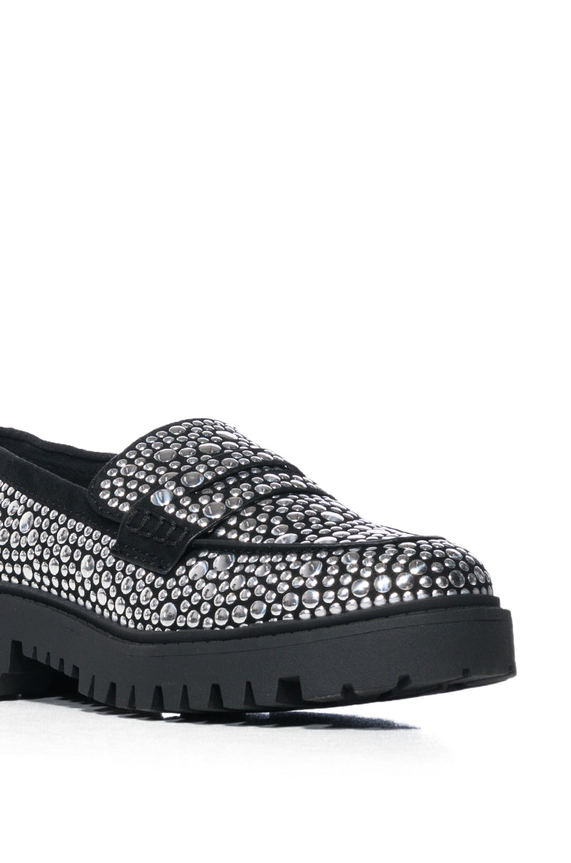 AZALEA WANG WYNNE STUDDED LOAFER IN SILVER