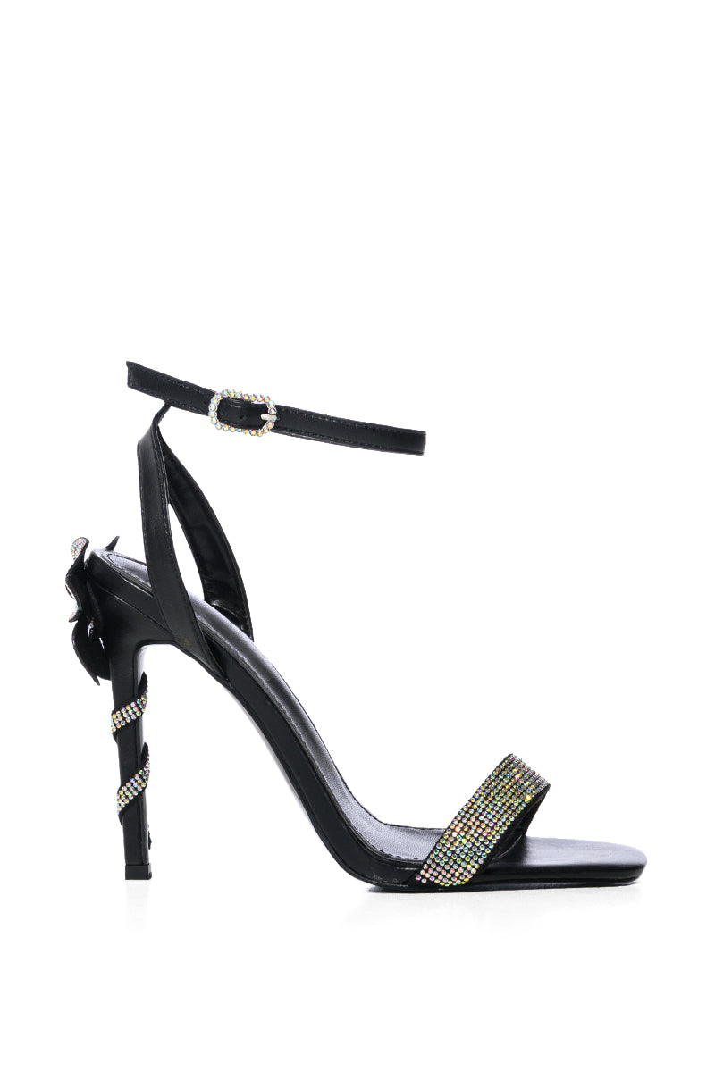 AZALEA WANG BALSAM EMBELLISHED FLOWER DECOR SANDAL IN BLACK