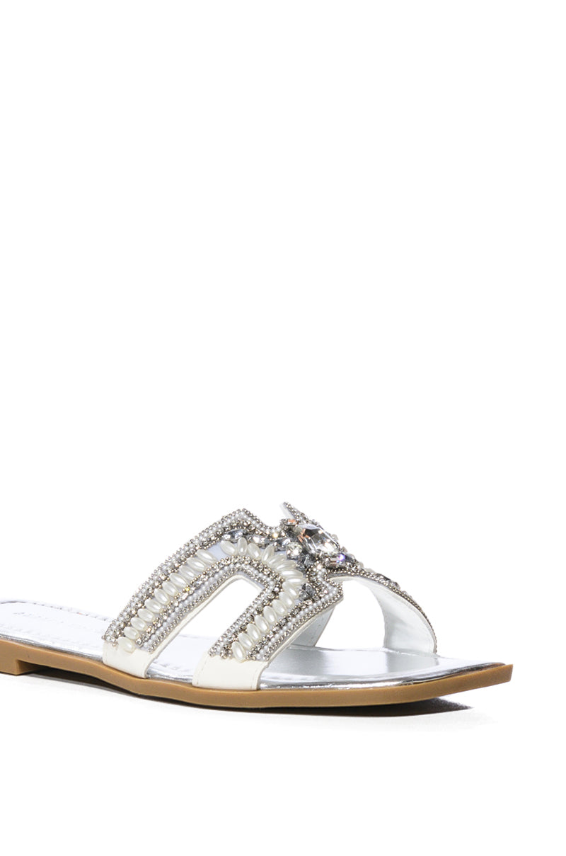 AZALEA WANG MADIHA SILVER EMBELLISHED FLAT SANDAL