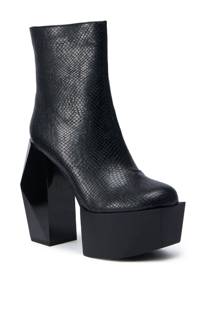 AZALEA WANG CELLINA SNAKE CHUNKY PLATFORM BOOTIE