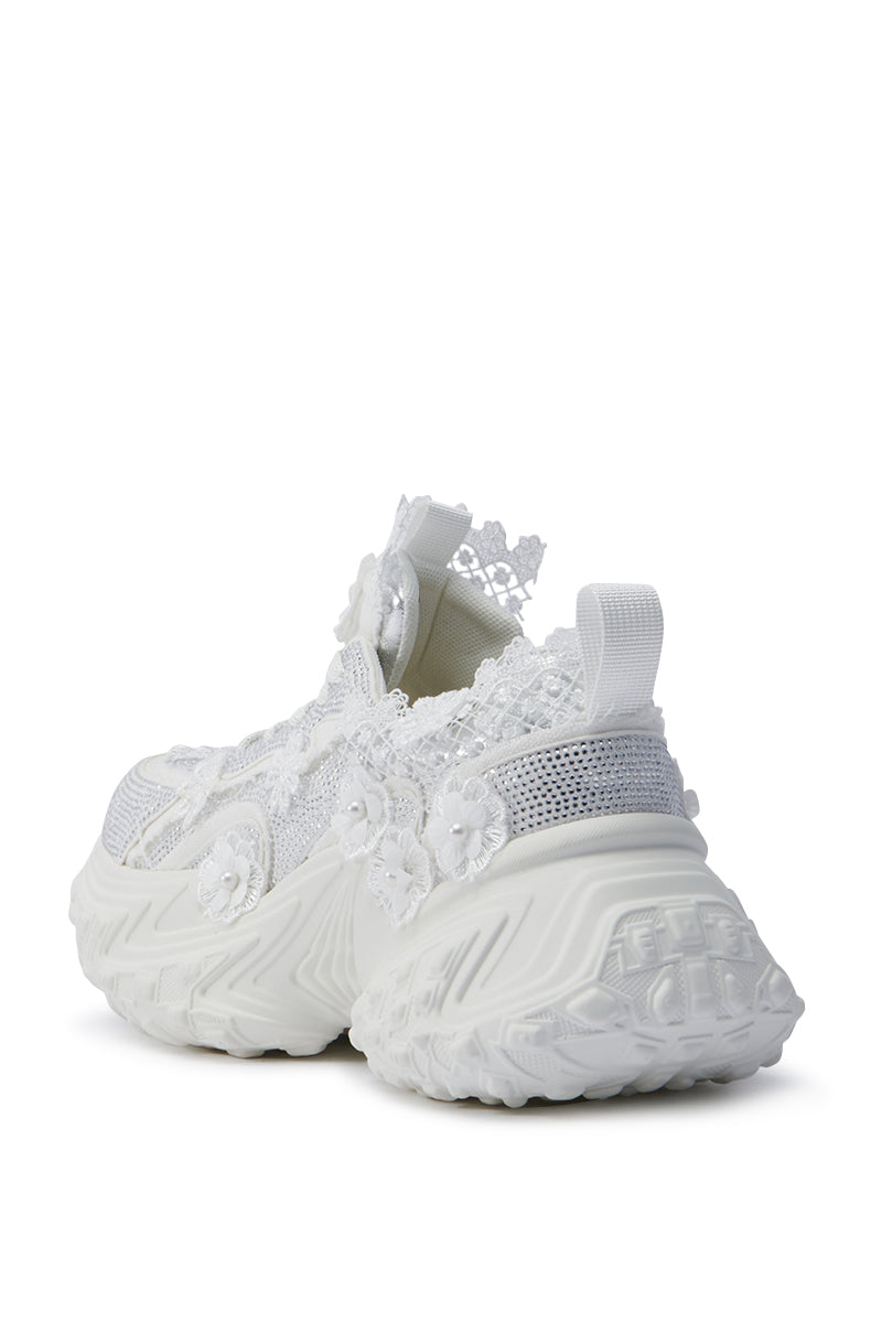 AZALEA WANG CANISH WHITE EMBELLISHED SNEAKER