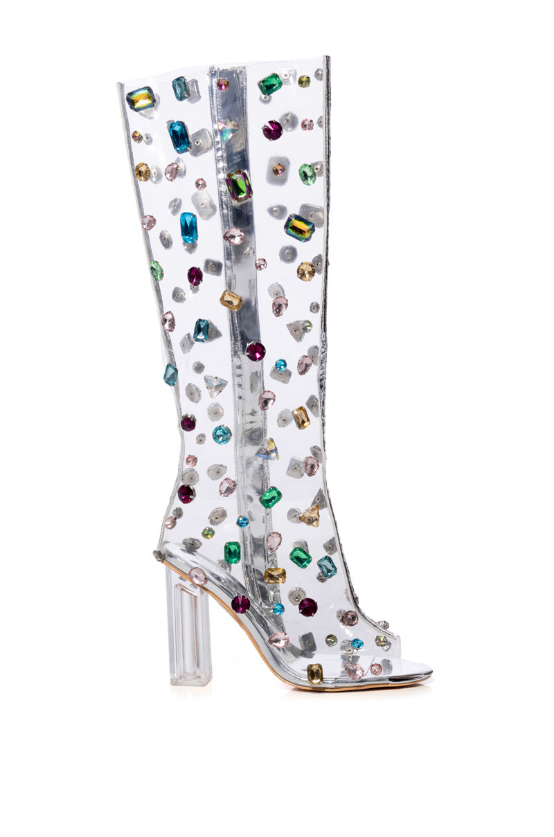 AZALEA WANG HEIDI EMBELLISHED PVC BOOT IN MULTI