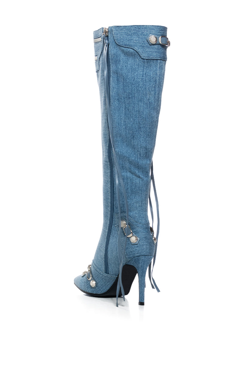 AZALEA WANG MAEVE DENIM STILETTO BOOT