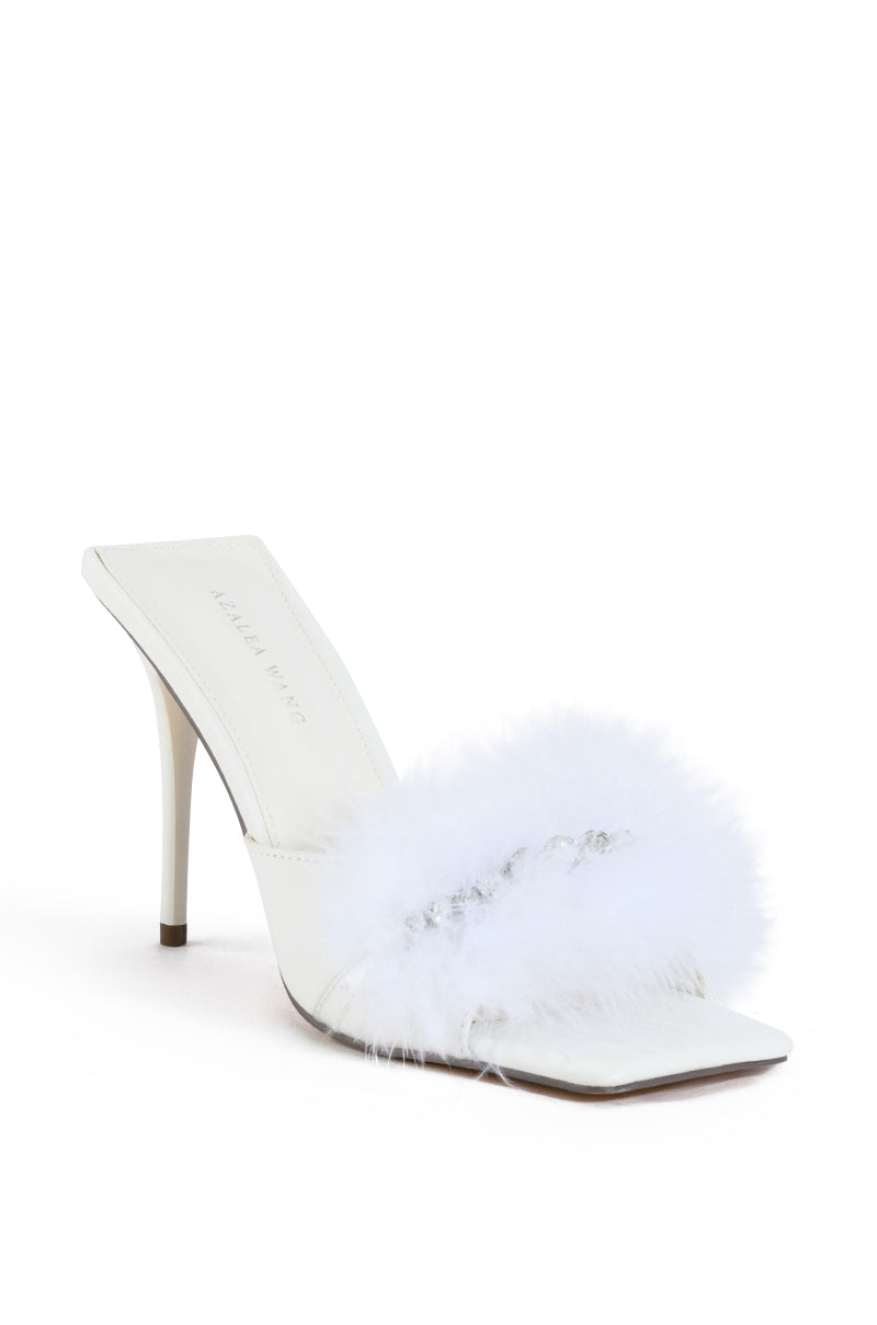 AZALEA WANG LULU STILETTO MULE PUMP IN WHITE