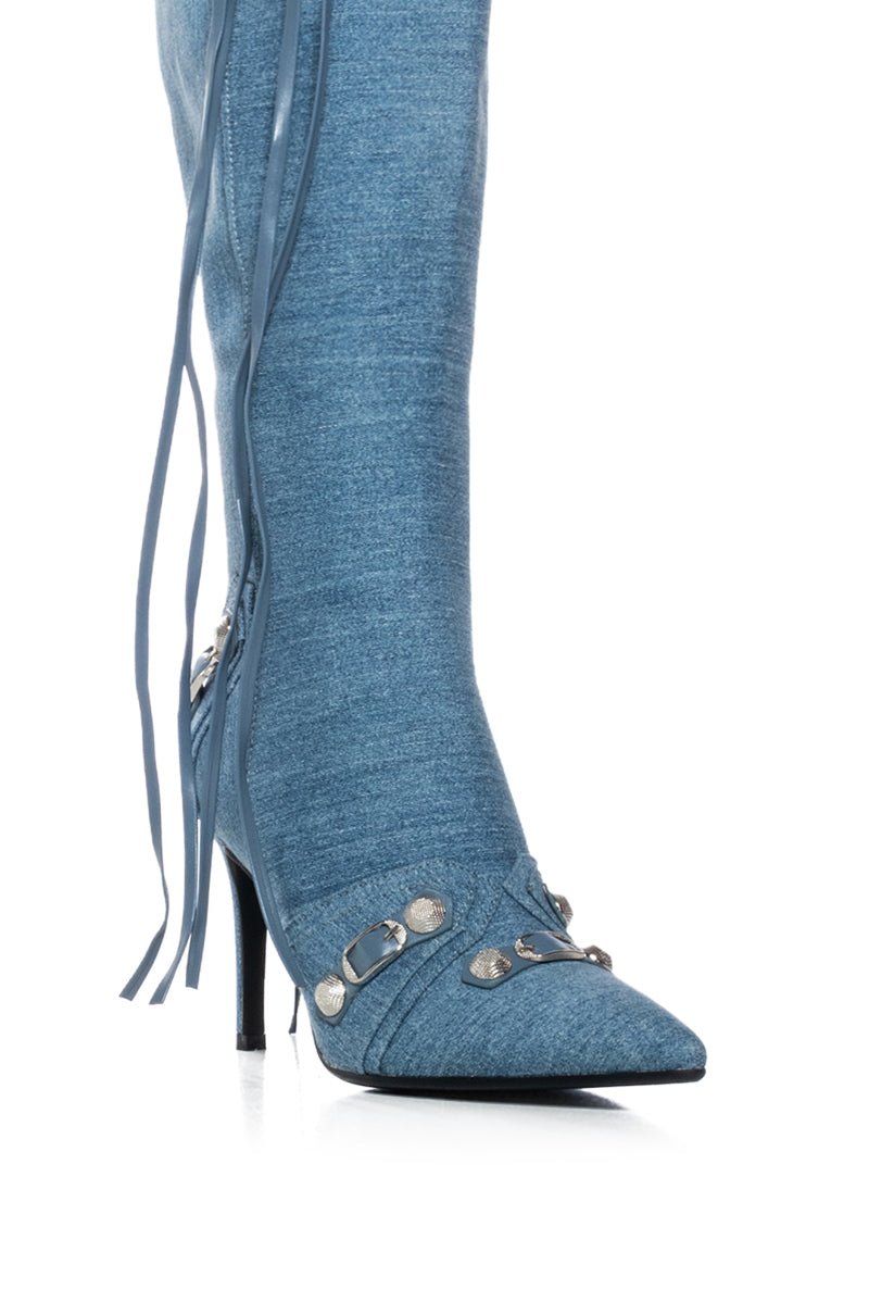 AZALEA WANG MAEVE DENIM STILETTO BOOT