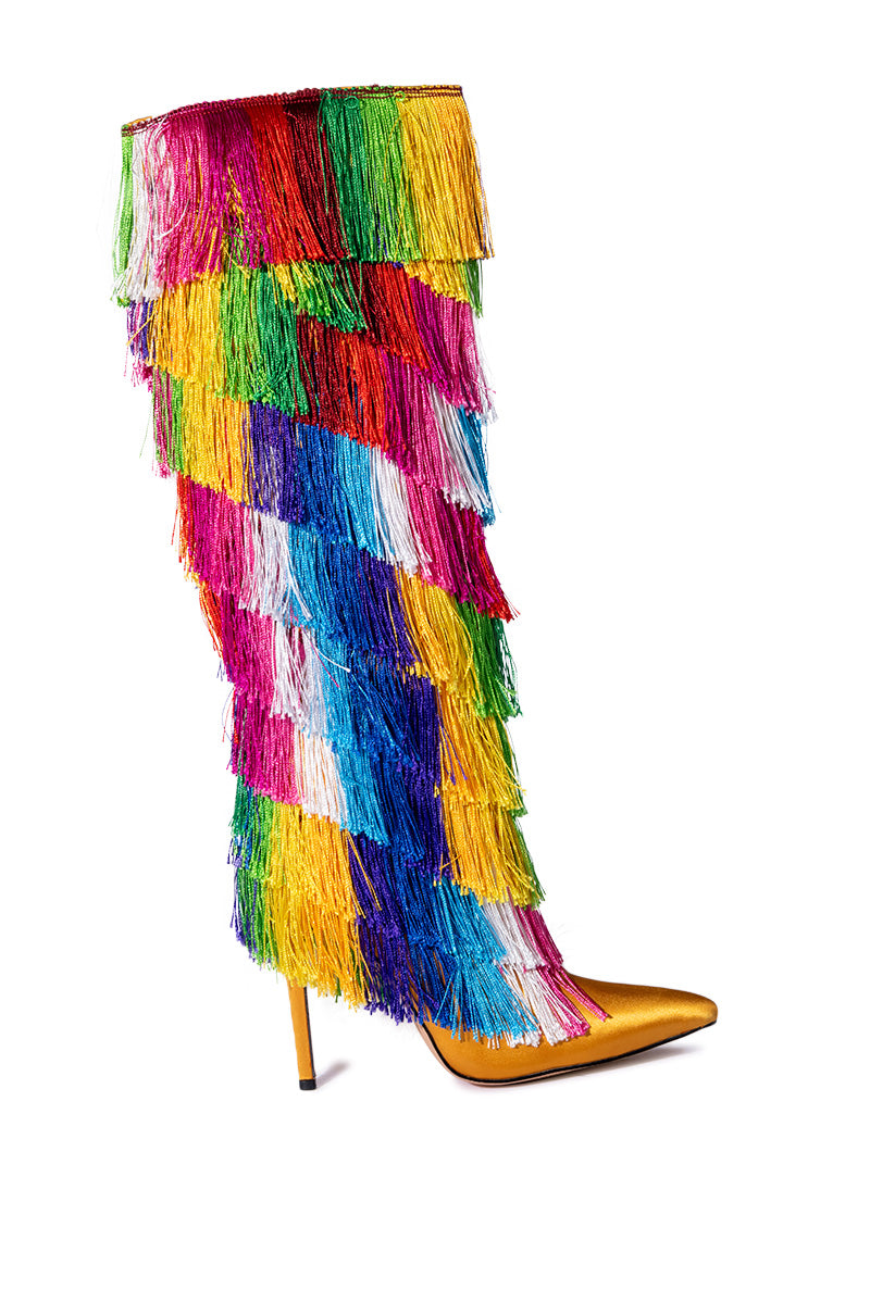 AZALEA WANG PRISTINA BOOT WITH RAINBOW FRINGE