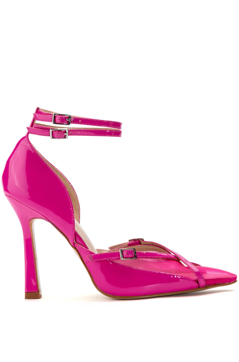 AZALEA WANG SASHA BUCKLE STRAP PUMP IN PINK