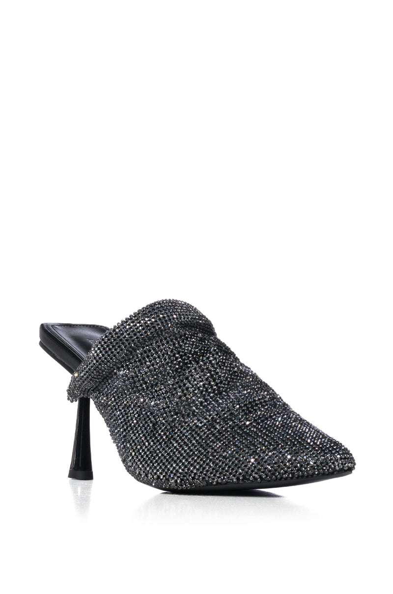 AZALEA WANG RAIN EMBELLISHED ROUND TOE MULE IN BLACK