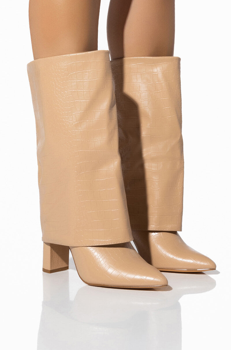 BALTINA CROC TAN FOLD OVER BOOT