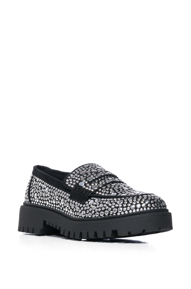 AZALEA WANG WYNNE STUDDED LOAFER IN SILVER