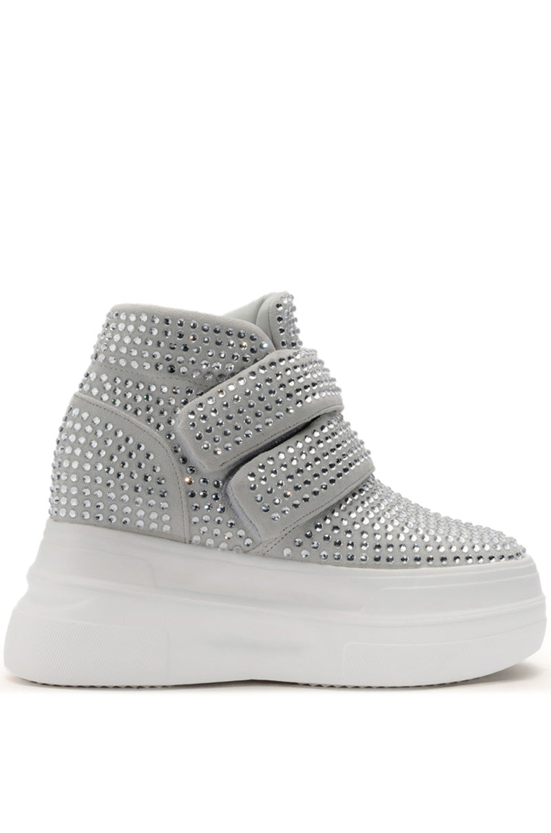 AZALEA WANG CYBER EMBELLISHED PLATFORM SNEAKER IN SILVER