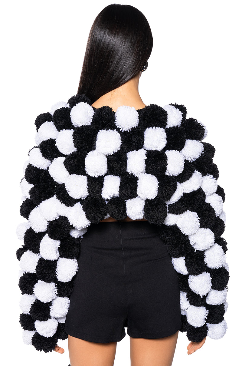 CROPPED POM POM CARDIGAN