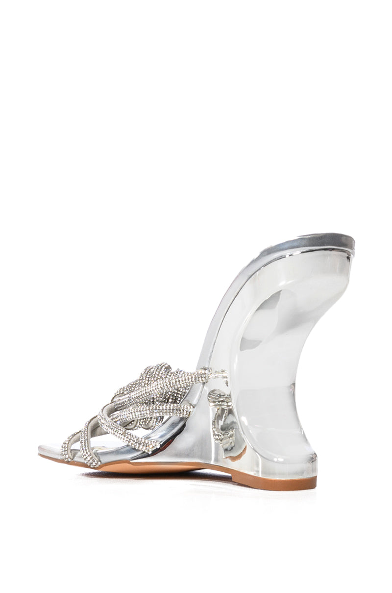 AZALEA WANG ULIMA SILVER METALLIC KNOT NOVELTY HEELED SANDAL